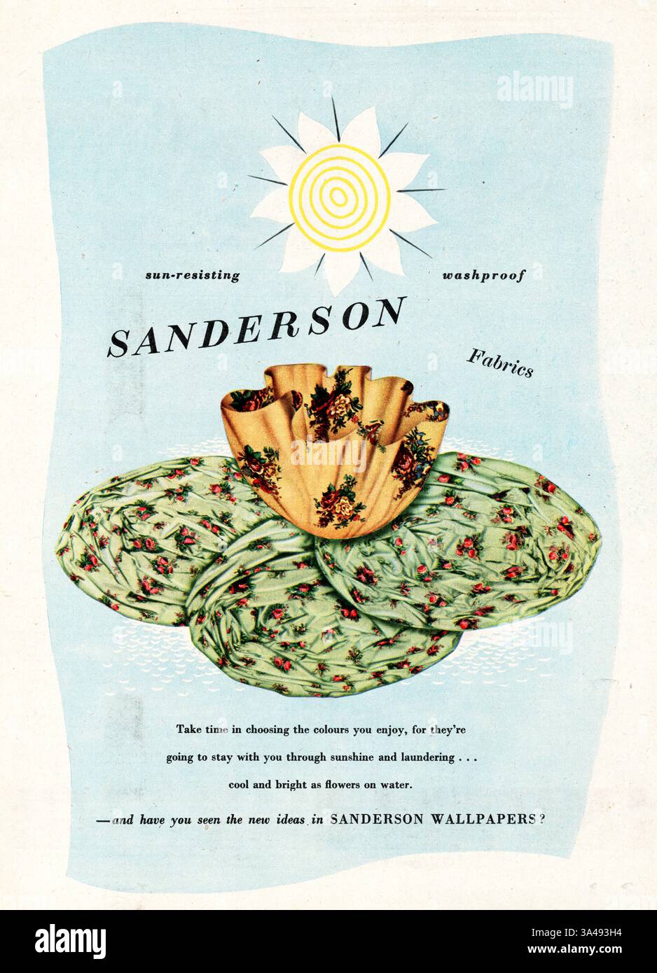 Fonds d'écran Sanderson annonce 1951 UK Banque D'Images