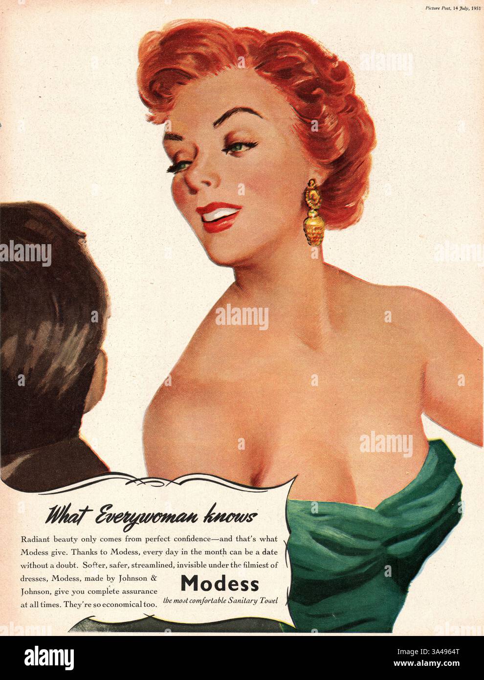 1951 UK Advert protection sanitaire Modess Banque D'Images