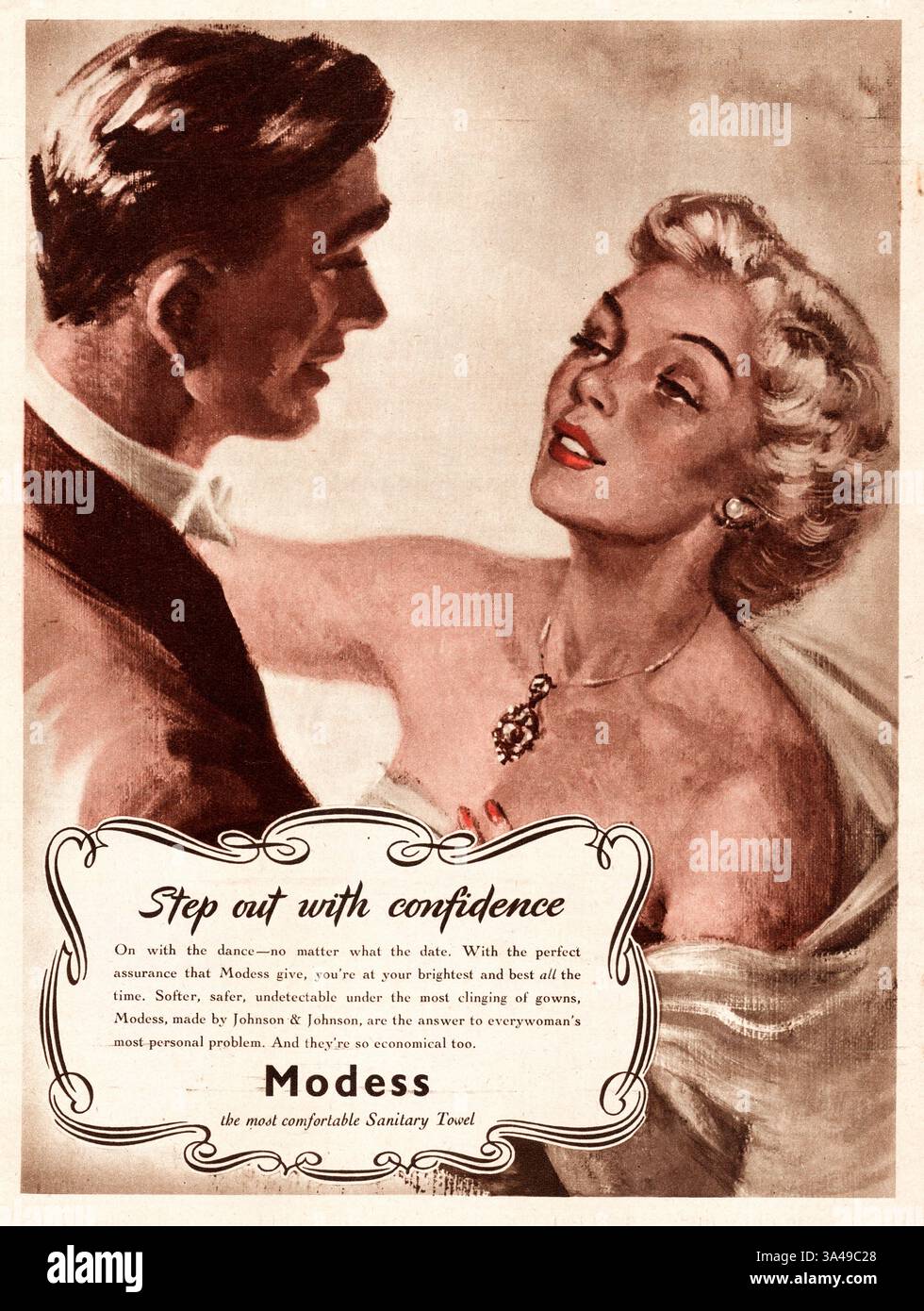 1951 UK Advert protection sanitaire Modess Banque D'Images