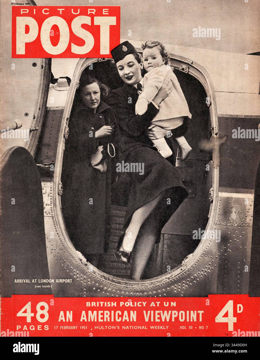 1951 Picture Post Air hôtesse à l'aéroport de Londres Banque D'Images