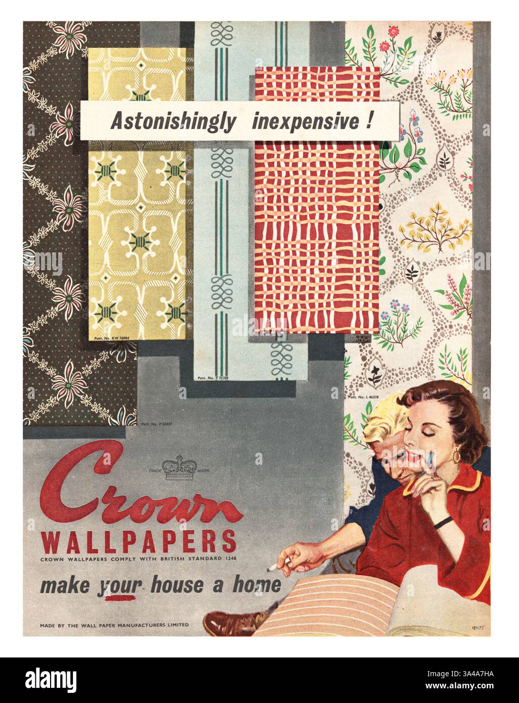 Fonds d'écran Crown de la publicité du magazine britannique 1952 Banque D'Images