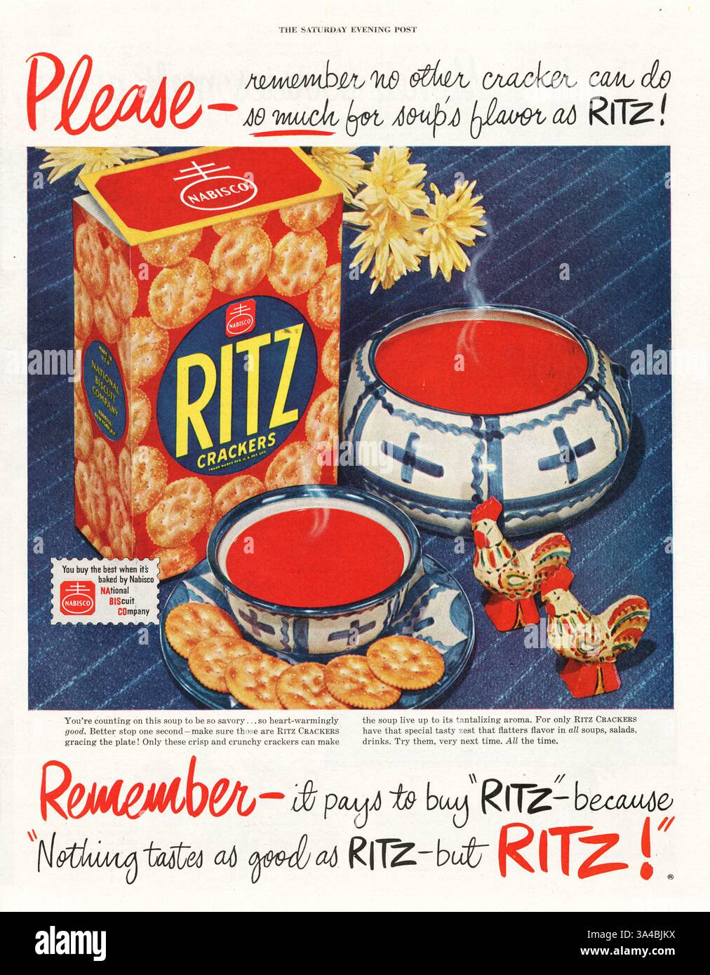 Publicité pour les crackers Ritz Magazine 1952 Banque D'Images
