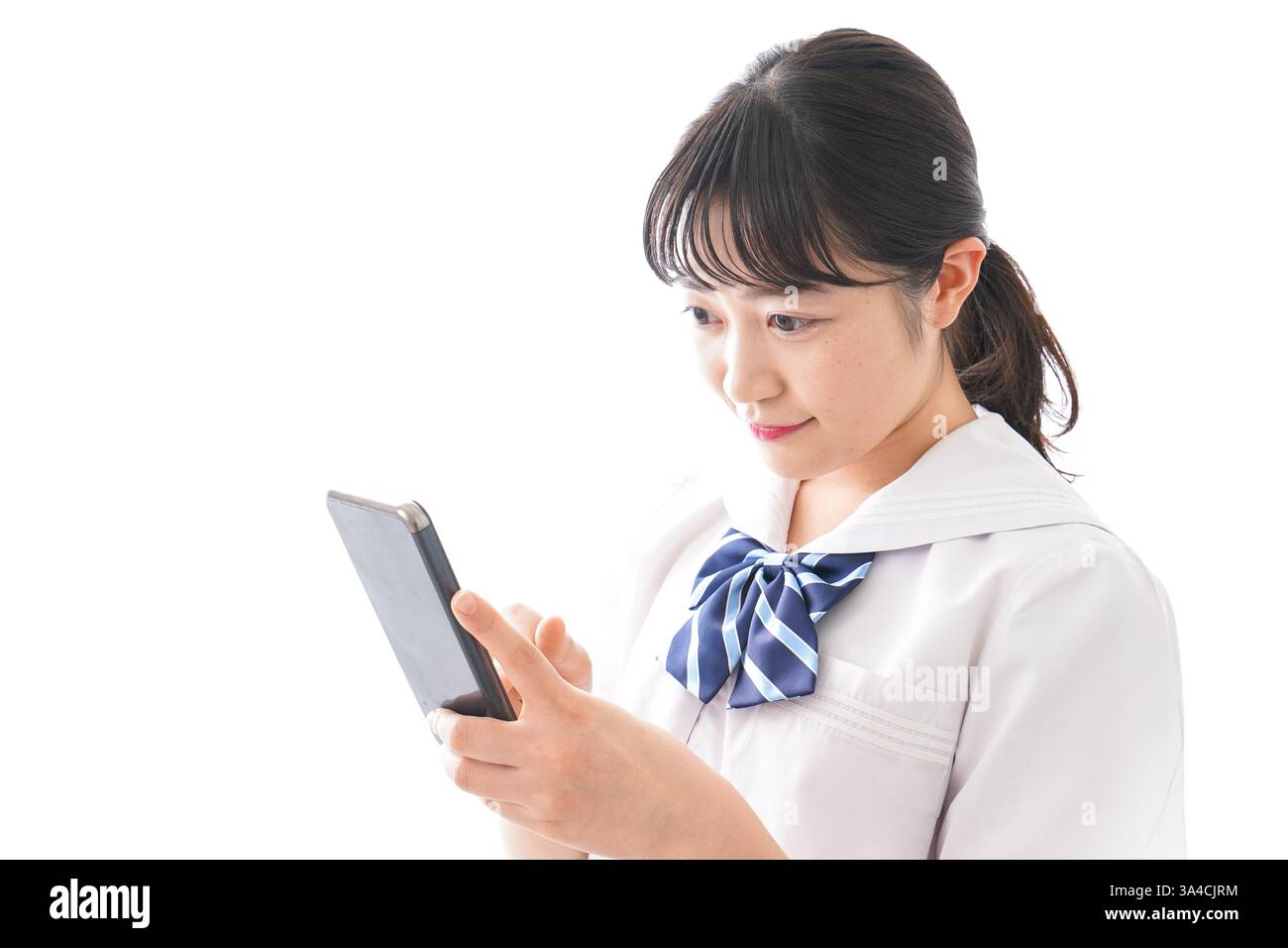 Étudiant utilisant un smartphone Banque D'Images