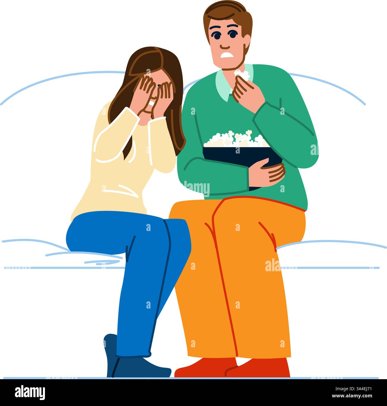 vecteur couple de film d'horreur de peur Illustration de Vecteur