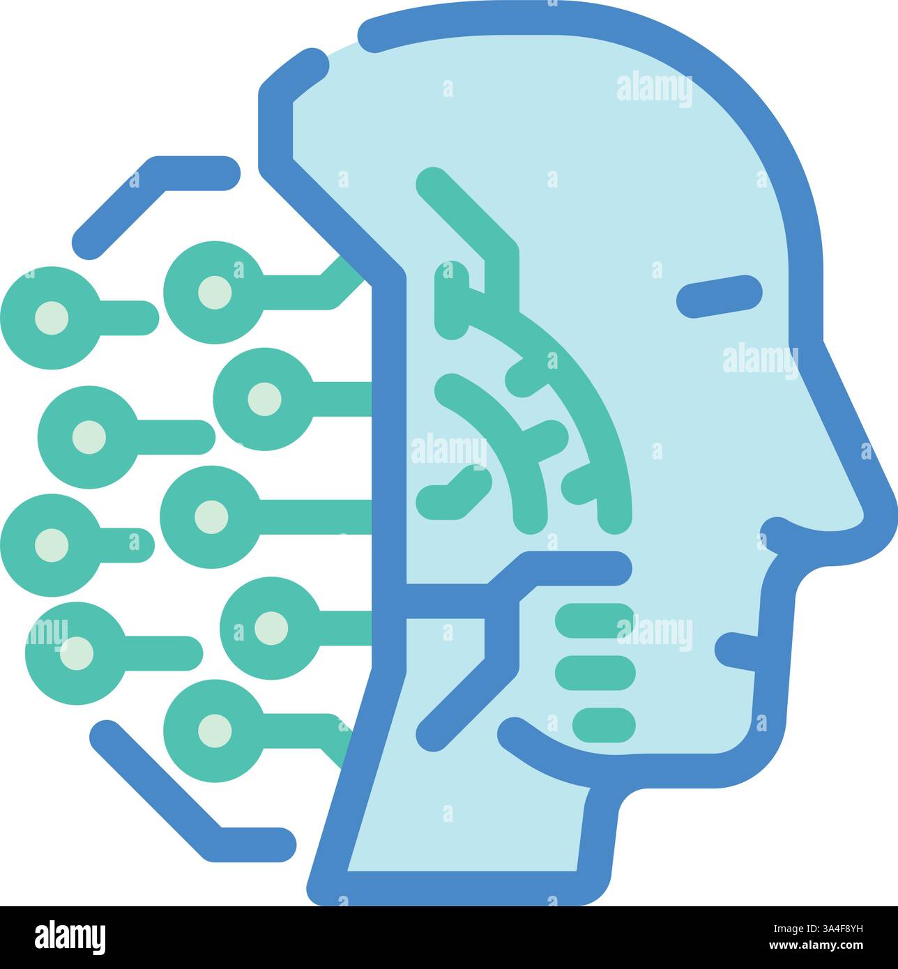illustration vectorielle d'icône de couleur d'apprentissage profond de profil de tête ai Illustration de Vecteur