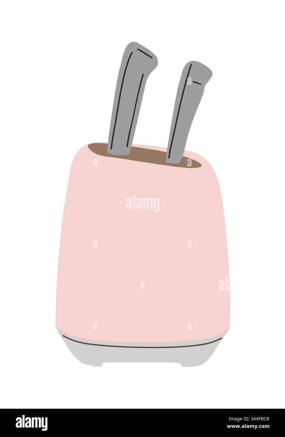 Couteaux de cuisine dans le support. Appareil électroménager rétro. Illustration de Vecteur