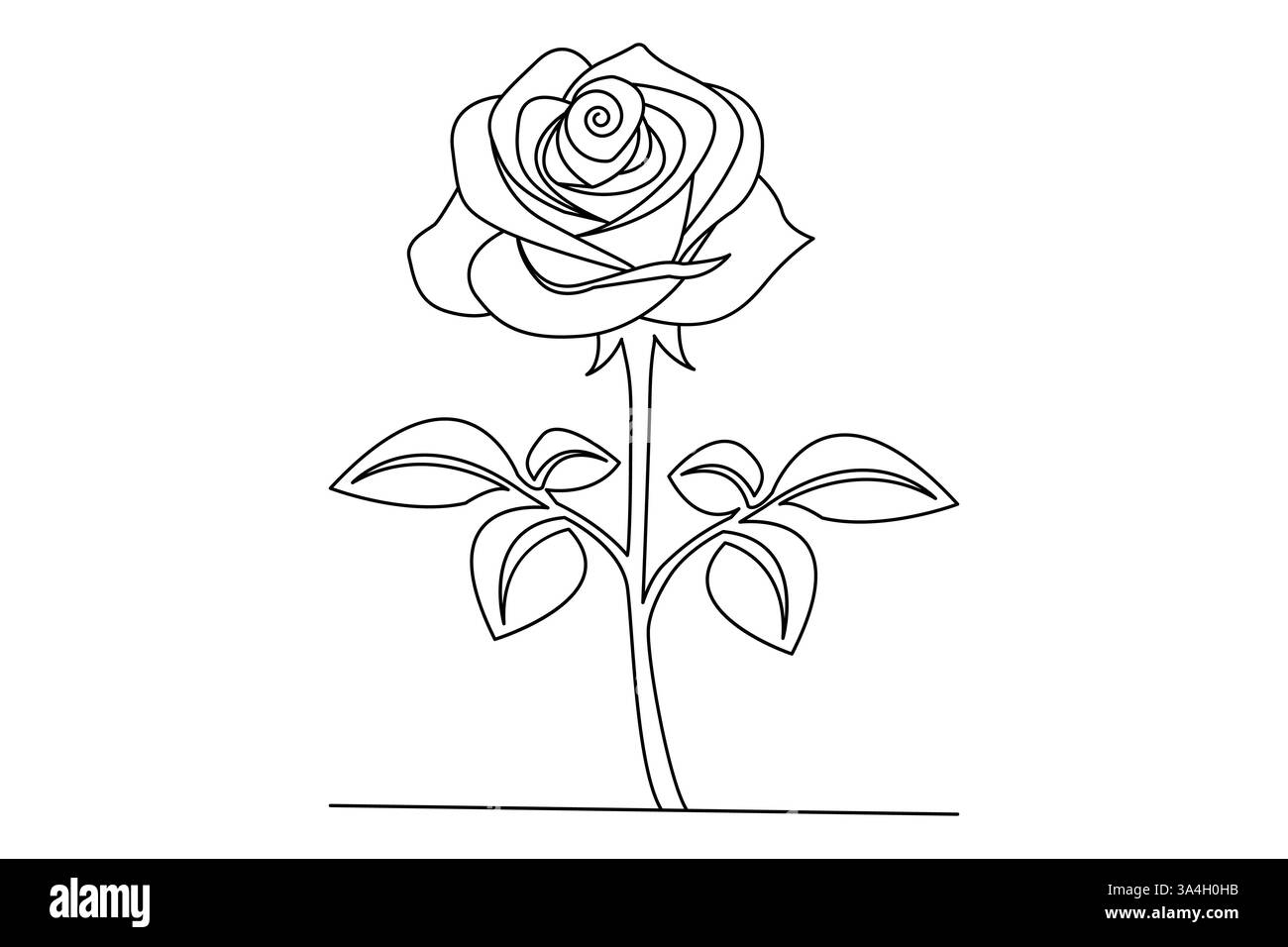 Rose concept de dessin d'une ligne de belle fleur pour saluer l'amour Illustration de Vecteur