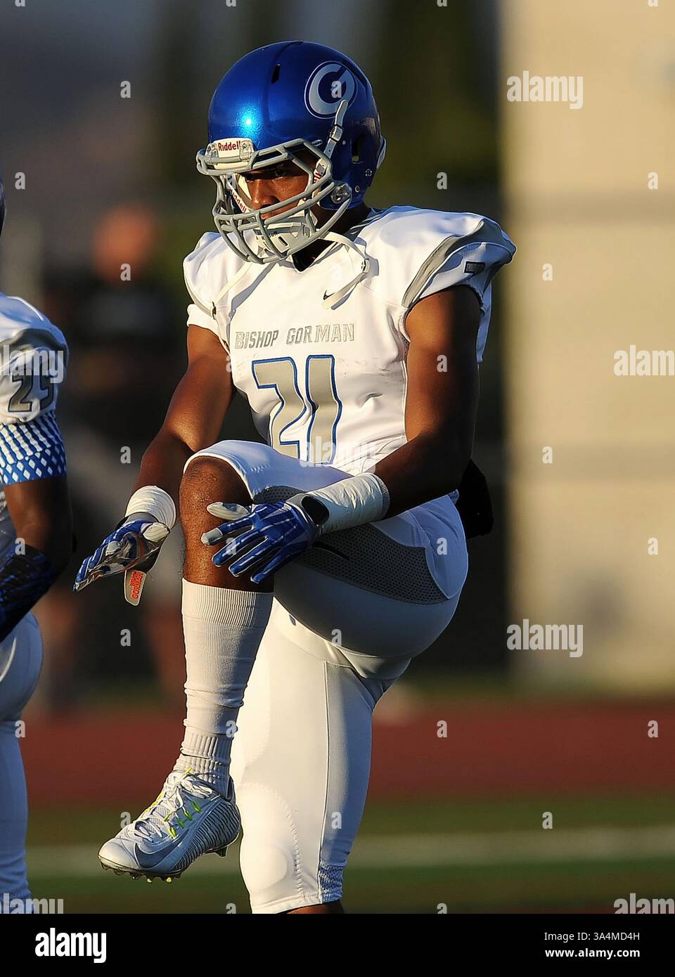 12 septembre 2014 Corona, CA. Bishop Gorman Wide Receiver Cordell Broadus #21.CIF-SS Prep Football Varsity Bishop Gorman v. Centennial Corona..Louis Lopez/Modern Exposure(crédit image : © Louis Lopez/Cal Sport Media/ZUMAPRESS.com) Banque D'Images