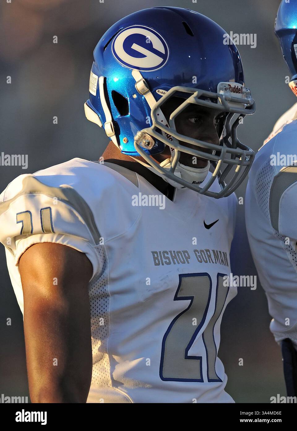 12 septembre 2014 Corona, CA. Bishop Gorman Wide Receiver Cordell Broadus #21.CIF-SS Prep Football Varsity Bishop Gorman v. Centennial Corona..Louis Lopez/Modern Exposure(crédit image : © Louis Lopez/Cal Sport Media/ZUMAPRESS.com) Banque D'Images