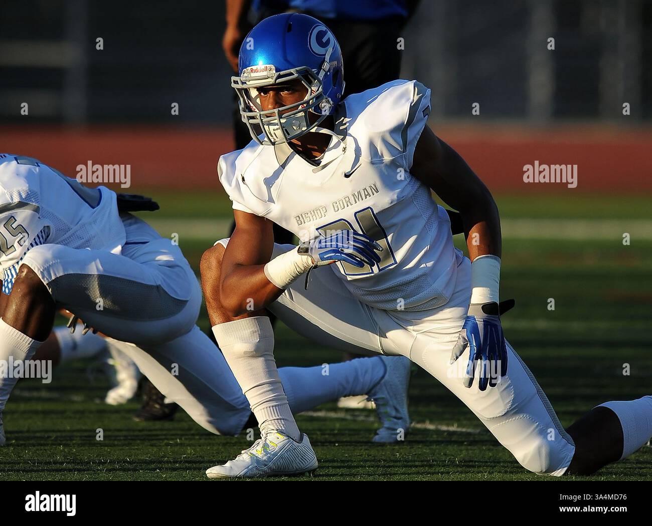 12 septembre 2014 Corona, CA. Bishop Gorman Wide Receiver Cordell Broadus #21.CIF-SS Prep Football Varsity Bishop Gorman v. Centennial Corona..Louis Lopez/Modern Exposure(crédit image : © Louis Lopez/Cal Sport Media/ZUMAPRESS.com) Banque D'Images