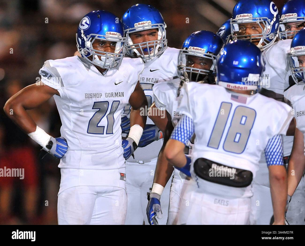 12 septembre 2014 Corona, CA. Bishop Gorman Wide Receiver Cordell Broadus #21.CIF-SS Prep Football Varsity Bishop Gorman v. Centennial Corona..Louis Lopez/Modern Exposure(crédit image : © Louis Lopez/Cal Sport Media/ZUMAPRESS.com) Banque D'Images