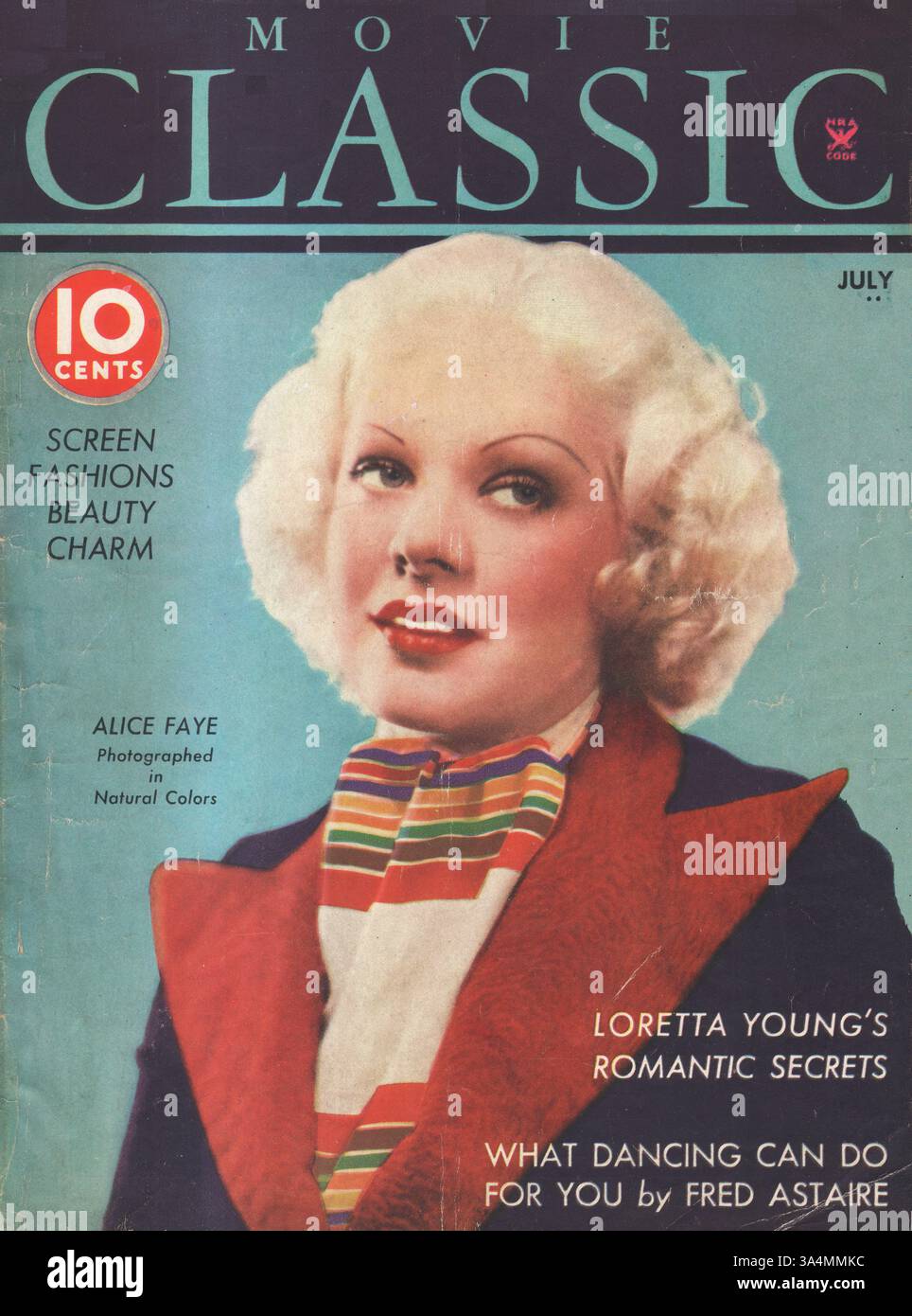 1935 Movie Classic magazine actrice Alice Faye Banque D'Images