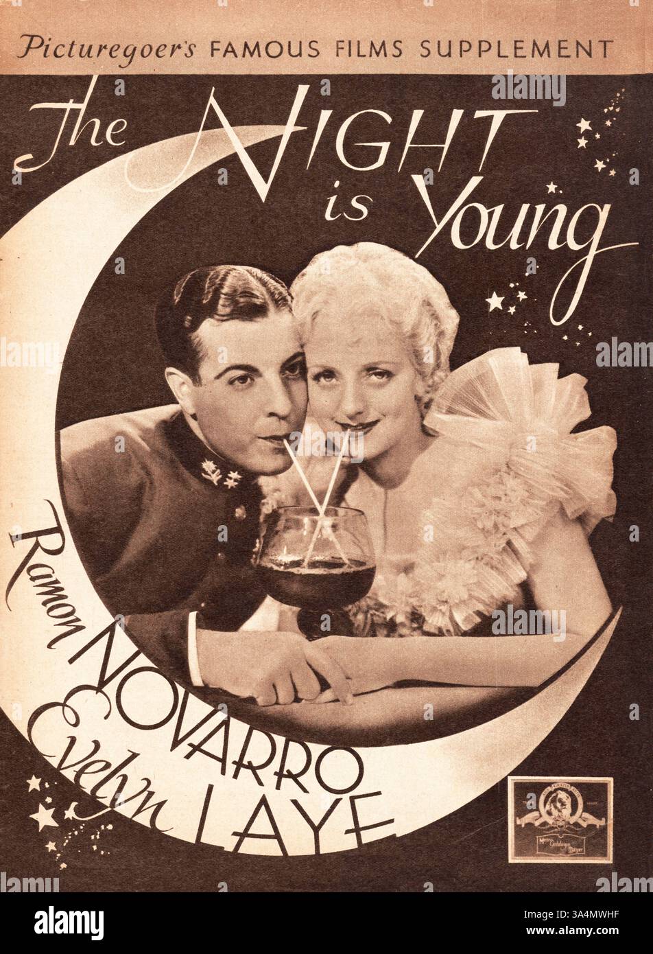 1935 Picturegoer supplément Ramon Novarro et Evelyn Laye dans la nuit est jeune Banque D'Images