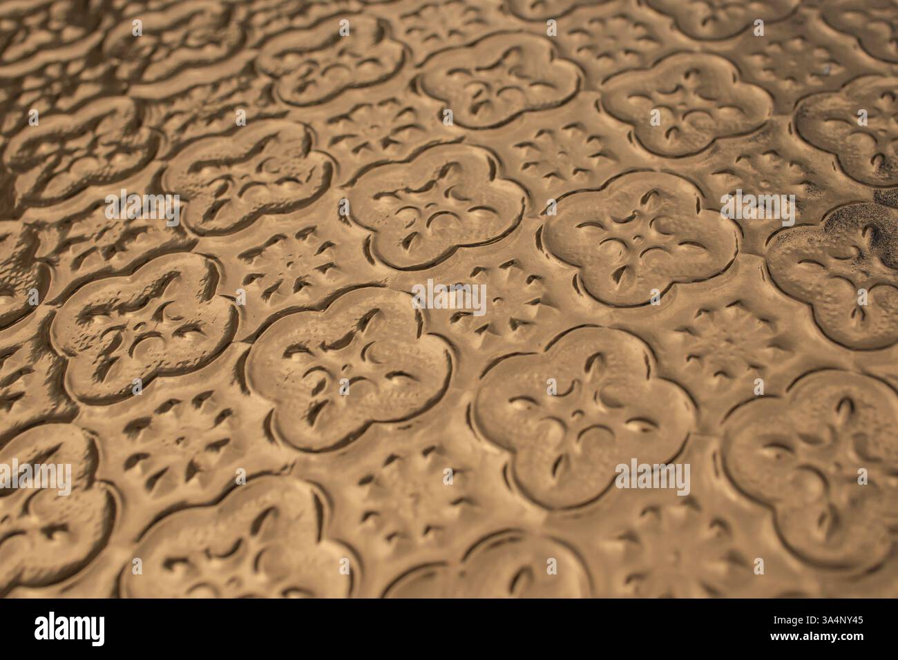 Motif floral peint avec un spray de couleur dorée, perspective abstraite Banque D'Images