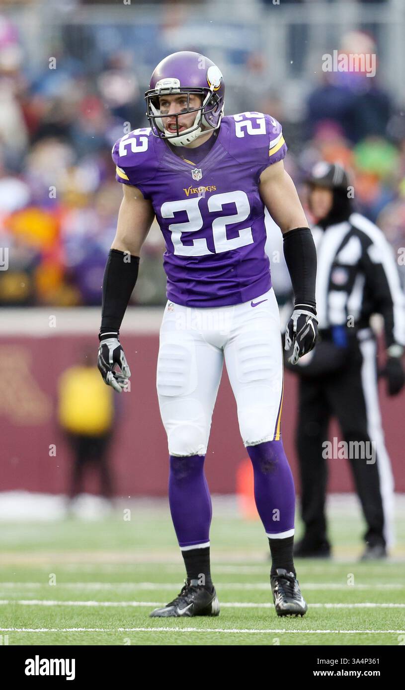 28 décembre 2014 : sécurité des Vikings du Minnesota Harrison Smith (22 ans) est montré lors d'un match de la NFL entre les Bears de Chicago et les Vikings du Minnesota au stade TCF Bank de Minneapolis, Minnesota. Les Vikings ont vaincu les Bears 13 - 9.(image crédit : © Andy Blenkush/Cal Sport Media/ZUMAPRESS.com) Banque D'Images