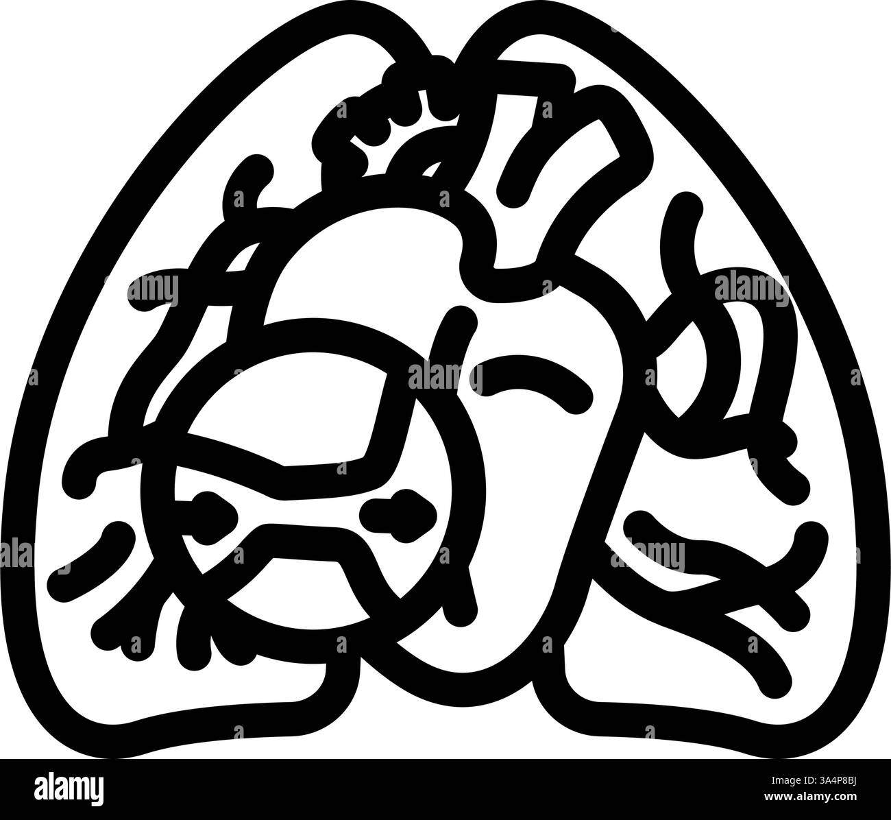 illustration vectorielle d'icône de ligne de maladie cardiologique d'hypertension pulmonaire Illustration de Vecteur