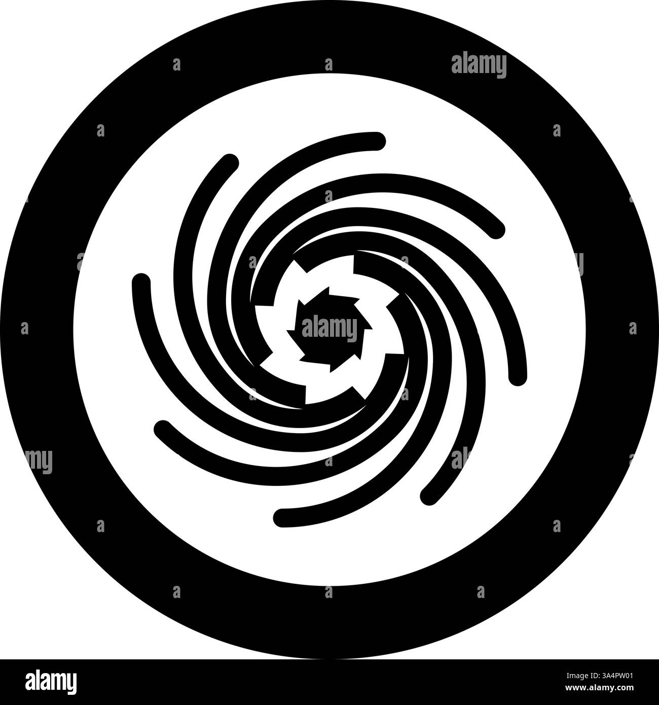 Spirale d'or icône de symbole de géométrie sacrée en cercle rond noir illustration vectorielle image solide style de contour simple Illustration de Vecteur