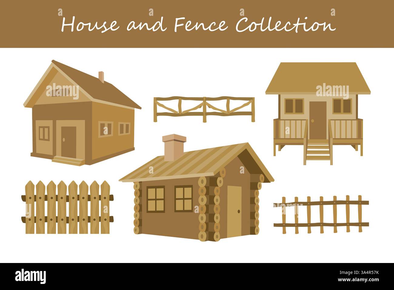 collection maison et clôture dans un style différent. Illustration vectorielle. Illustration de Vecteur