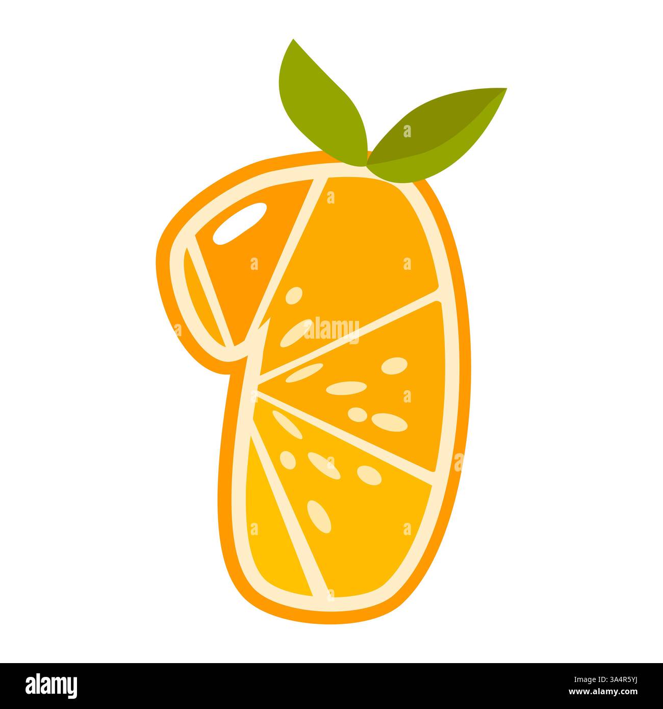 Fruit orange numéro un. Orange en forme de numéro 1. Illustration vectorielle. Alphabet, lettres, chiffres et signes en orange ou en agrumes. Illustration de Vecteur