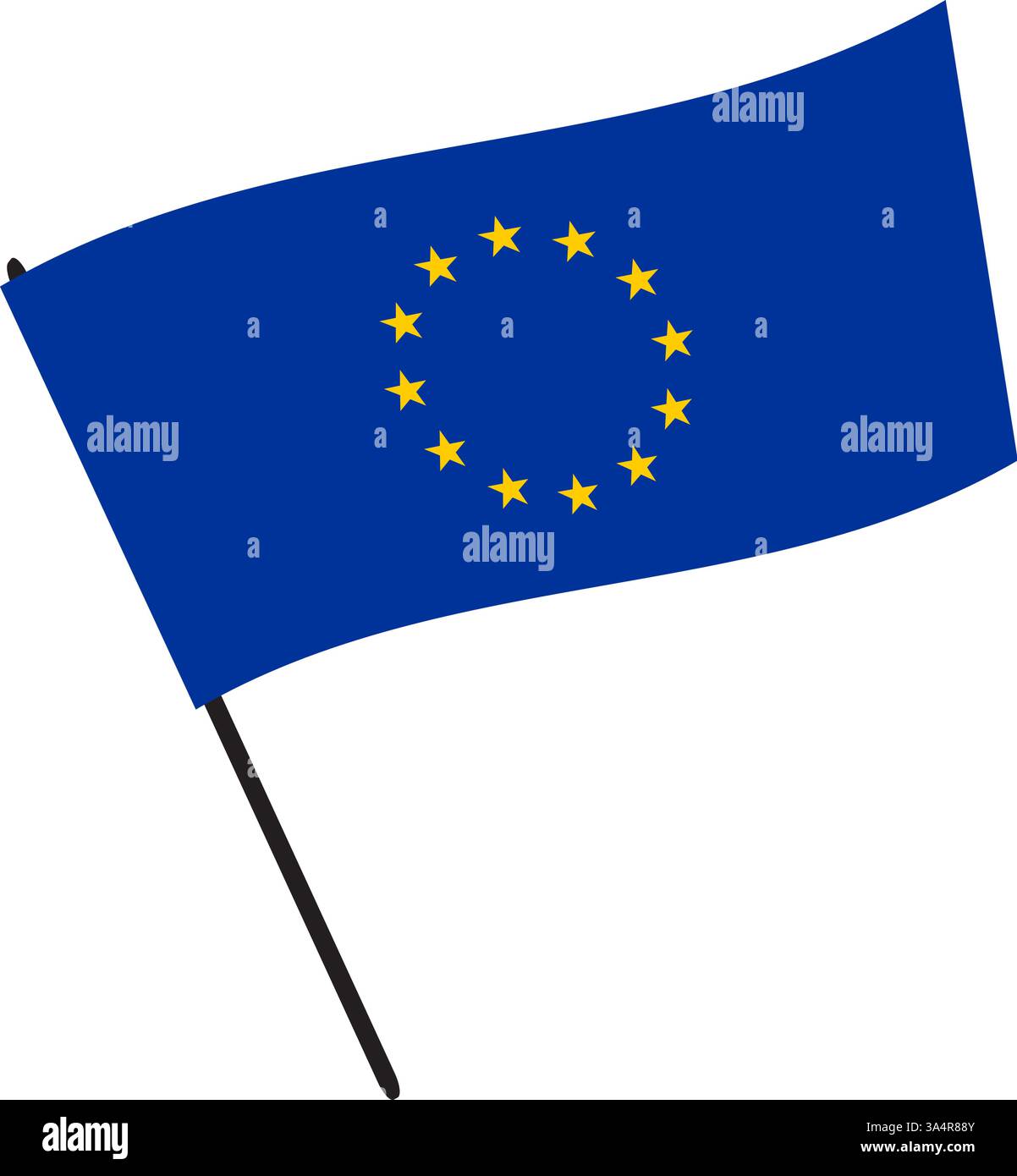 Le drapeau de l'Union européenne sur un mât de drapeau. Illustration vectorielle avec fond transparent. Illustration de Vecteur