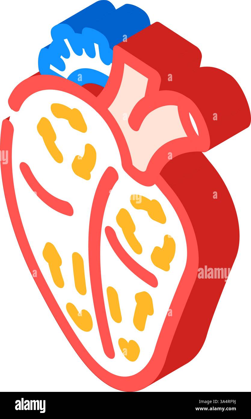 illustration vectorielle d'icône isométrique de cardiologie de fibrillation auriculaire Illustration de Vecteur