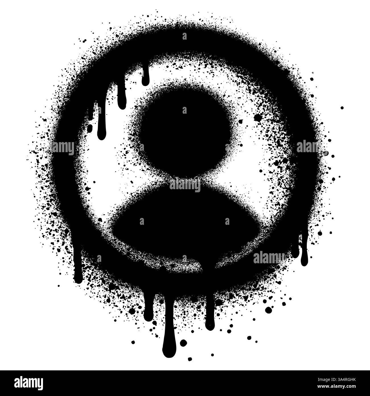 Icône de l'utilisateur dans le style graffiti avec de la peinture noire en aérosol. Illustration de Vecteur
