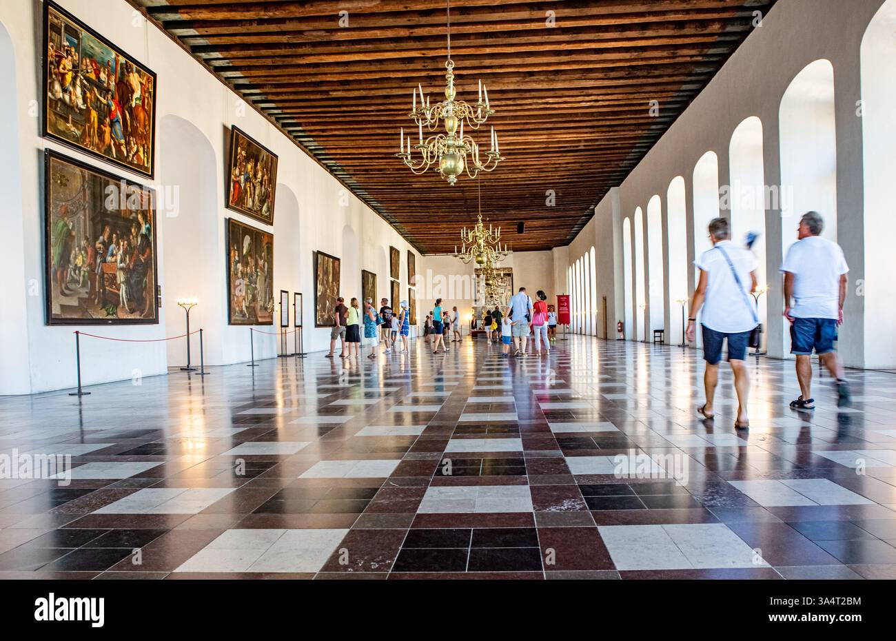 Grande salle au château de Kronborg, Elsinore, Danemark Banque D'Images