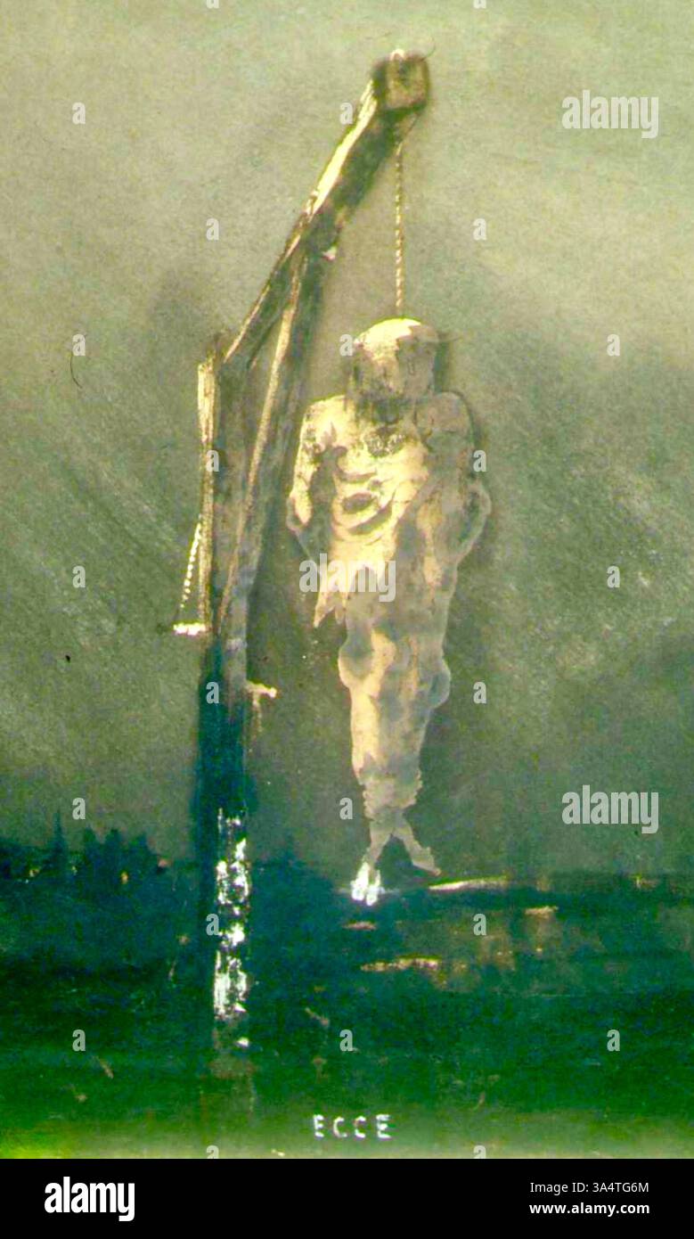 Victor Hugo - L'homme pendu - Ecce Lex - Behold the Law - 1854 - en soutien à l'abolitionniste américain John Brown exécuté pour trahison. Banque D'Images