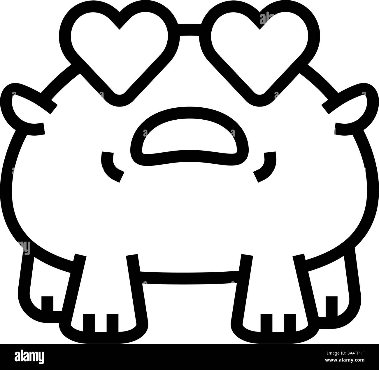 cœur yeux mignon illustration vectorielle d'icône de ligne de monstre Illustration de Vecteur