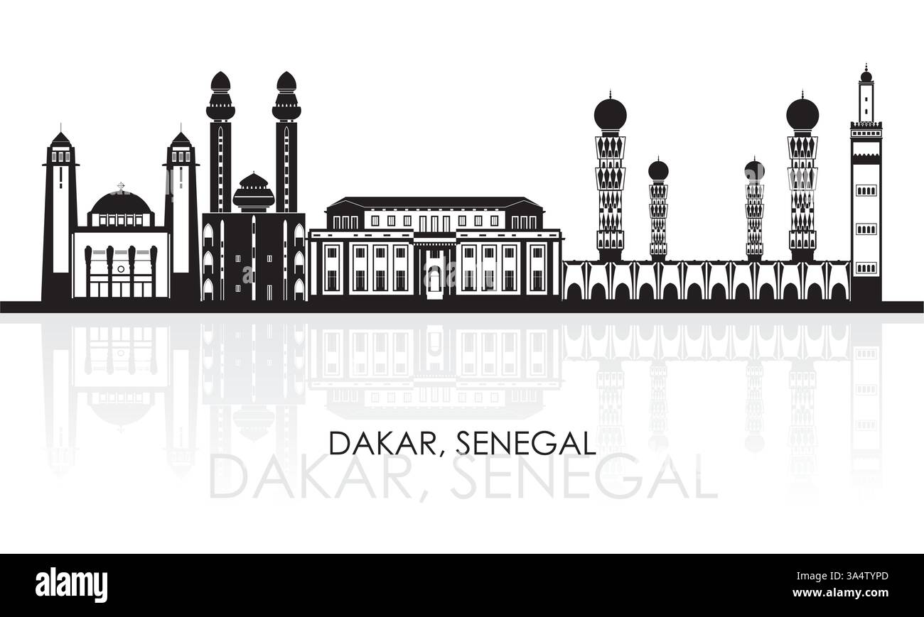 Silhouette Skyline panorama de la ville de Dakar, Sénégal - illustration vectorielle Illustration de Vecteur