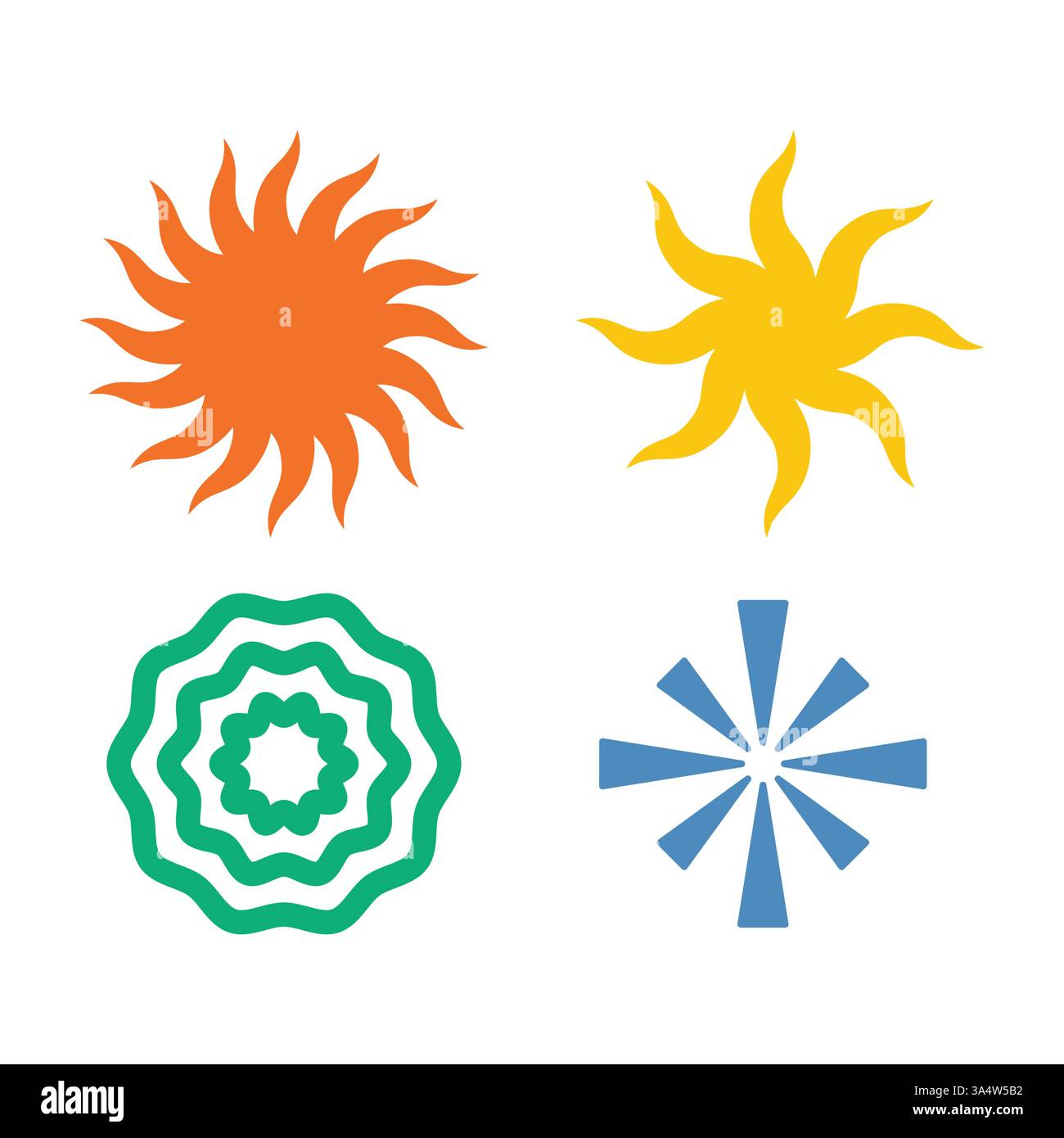 Set icône élément soleil design unique Illustration de Vecteur