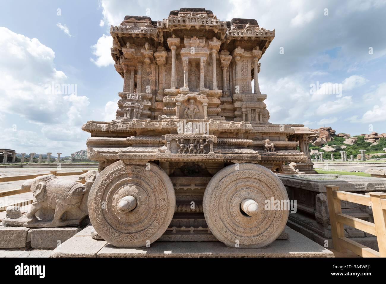 Char de pierre au temple Shri Vijaya Vittala, Hampi, Karnataka, Inde Banque D'Images