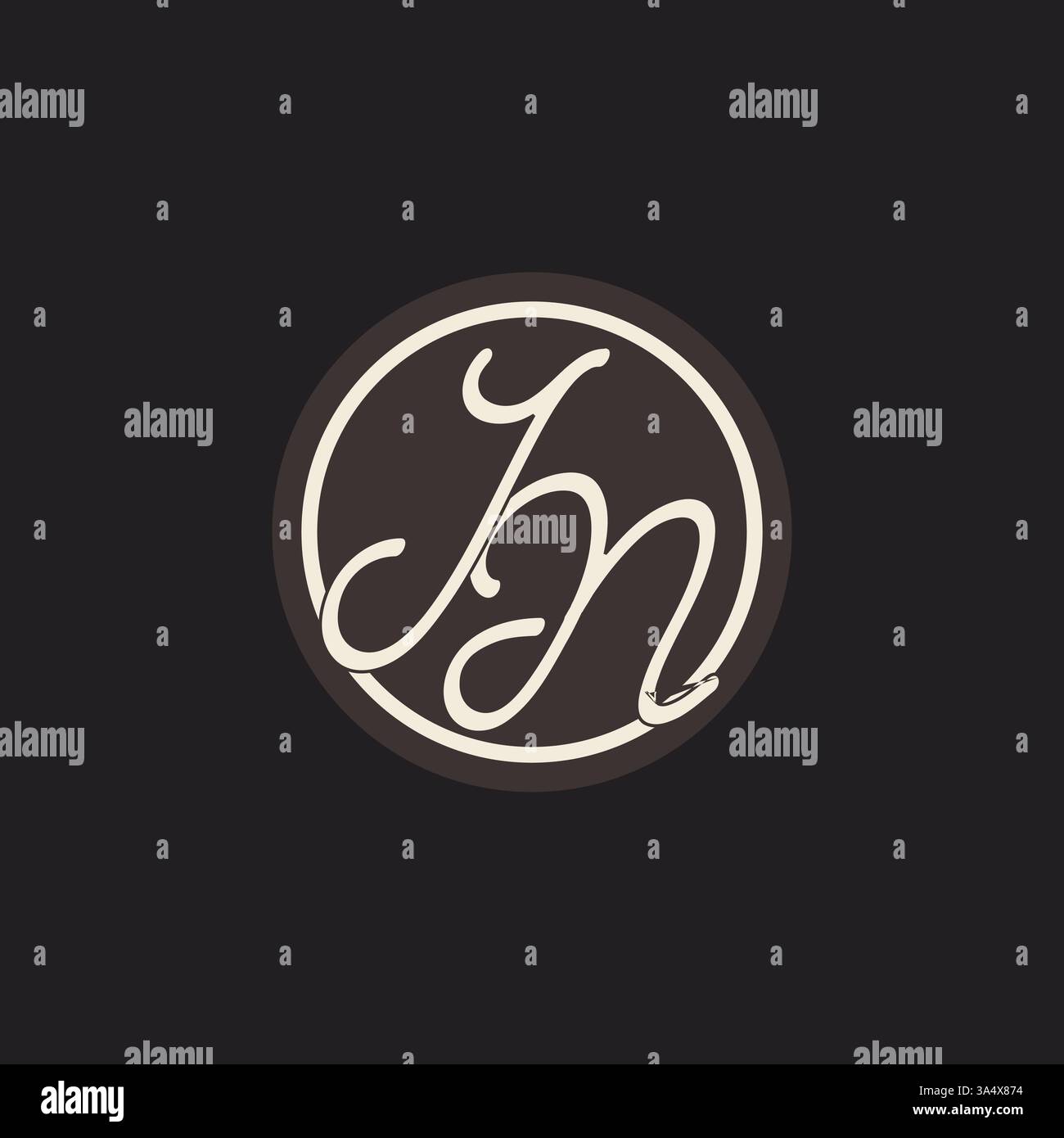Lettre initiale logo monogramme JN avec graphique vectoriel d'idées de conception de ligne de cercle simple et créatif Illustration de Vecteur