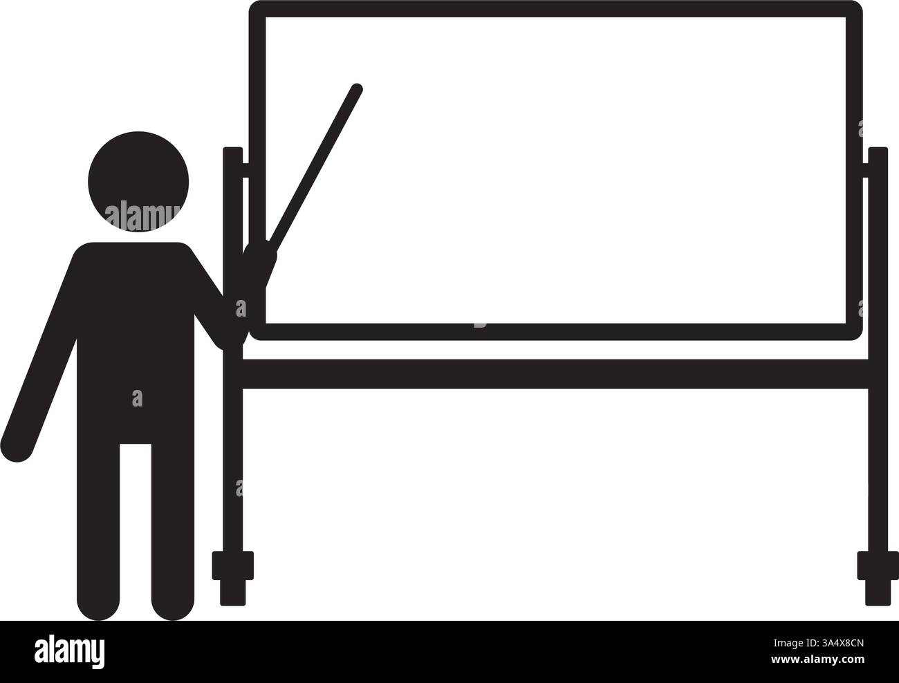 Personne présentant devant un pictogramme de tableau blanc. Symbole de présentation et de réunion. Illustration de Vecteur