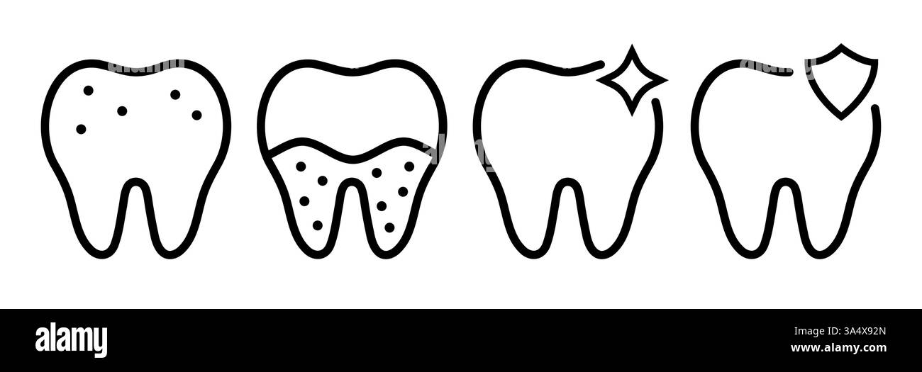 Icône de contour de dent. Illustration de symbole simple dentaire des dents. Illustration de Vecteur