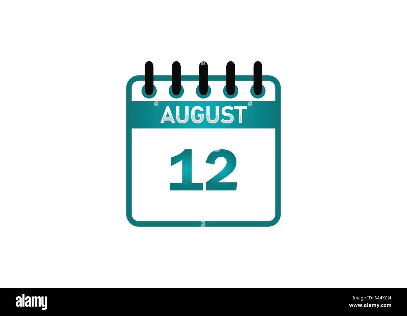 Icône calendrier du 12 août - date, événement, planificateur et graphique de rappel Illustration de Vecteur