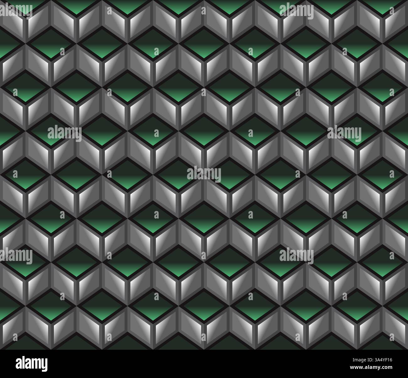 Vert avec cubes géométriques gris 3d motif abstrait sans couture Illustration de Vecteur