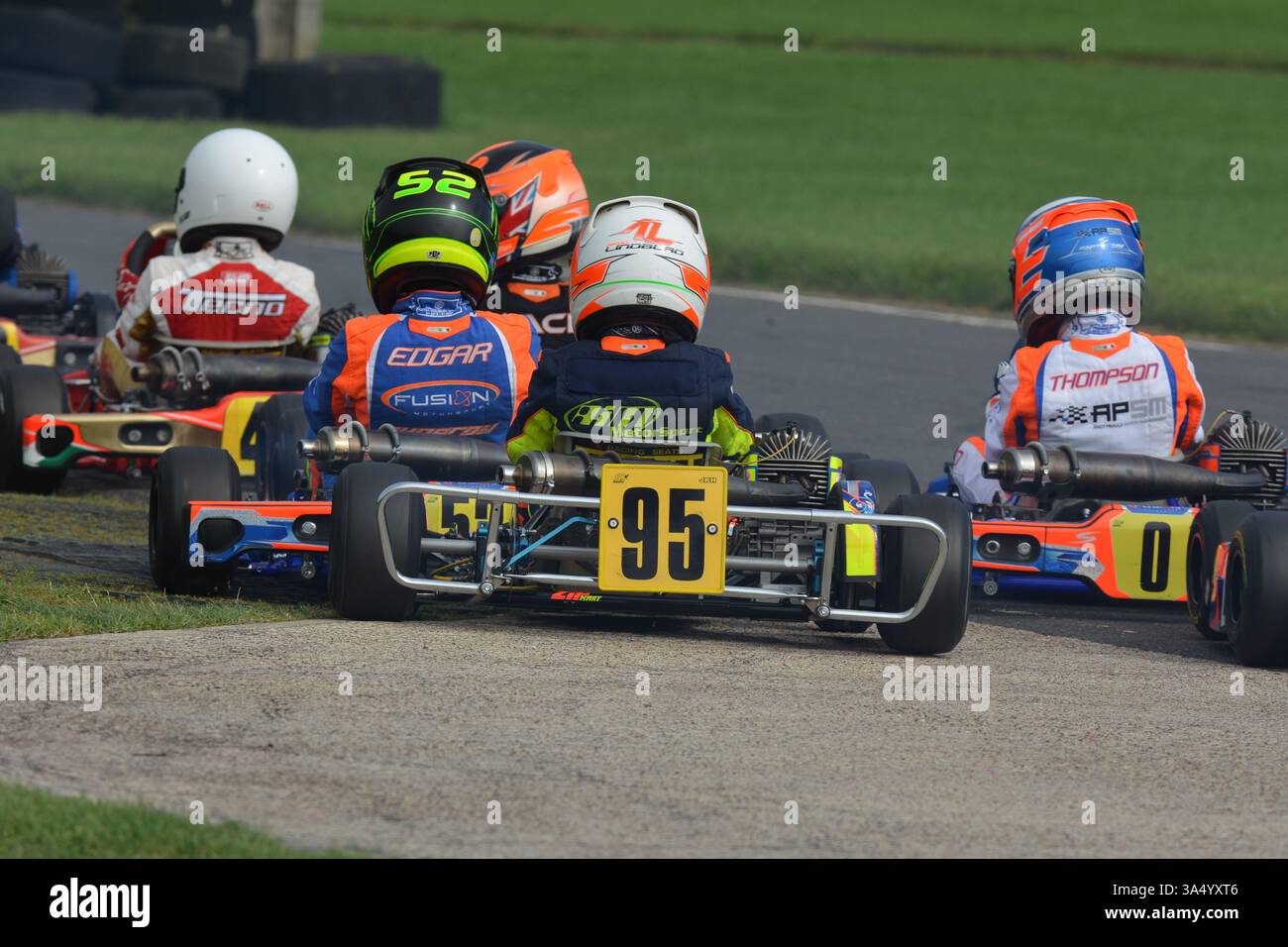 Arvid Lindblad est un pilote de course soutenu par Red Bull britannique et suédois qui participe au championnat de formule 2 pour l'équipe Campos Racing, vu ici lors de sa carrière de karting sur le circuit de Whilton Mill en 2016. Banque D'Images