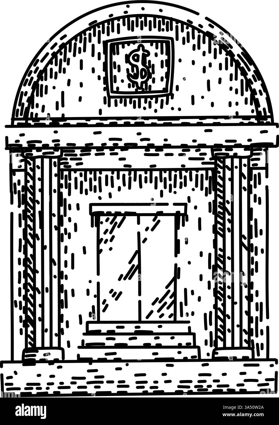 esquisse de banque d'investissement bâtiment vecteur dessiné à la main Illustration de Vecteur