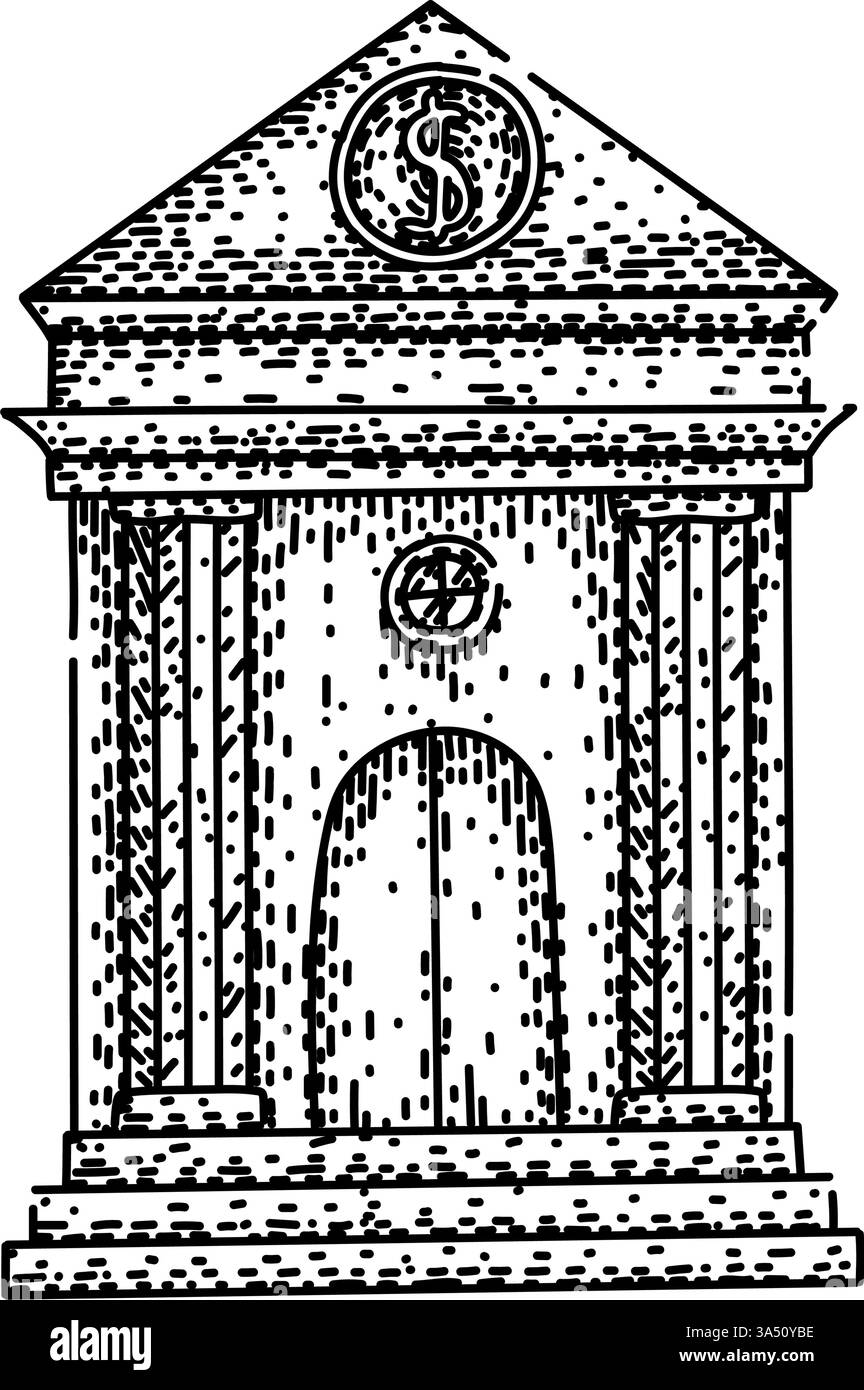 croquis de banque de prêts dessin à la main vecteur Illustration de Vecteur