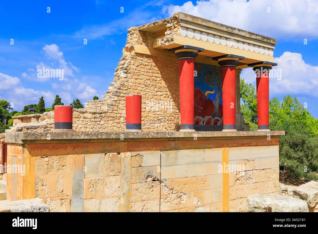 Héraklion, Crète. Grèce. Palais de Knossos. Ruines du célèbre palais minoen de Knossos. Banque D'Images