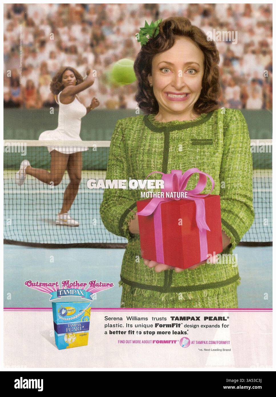 2010 Serena Williams pour Tampax Pearl ad -'Game Over Mother nature' Banque D'Images