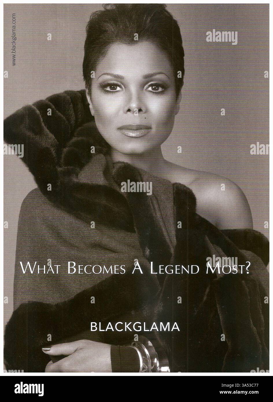 Publicité 2011 pour Blackglama vison fourrure mettant en vedette Janet Jackson, avec le slogan « What Becomes a Legend Most ? » Banque D'Images