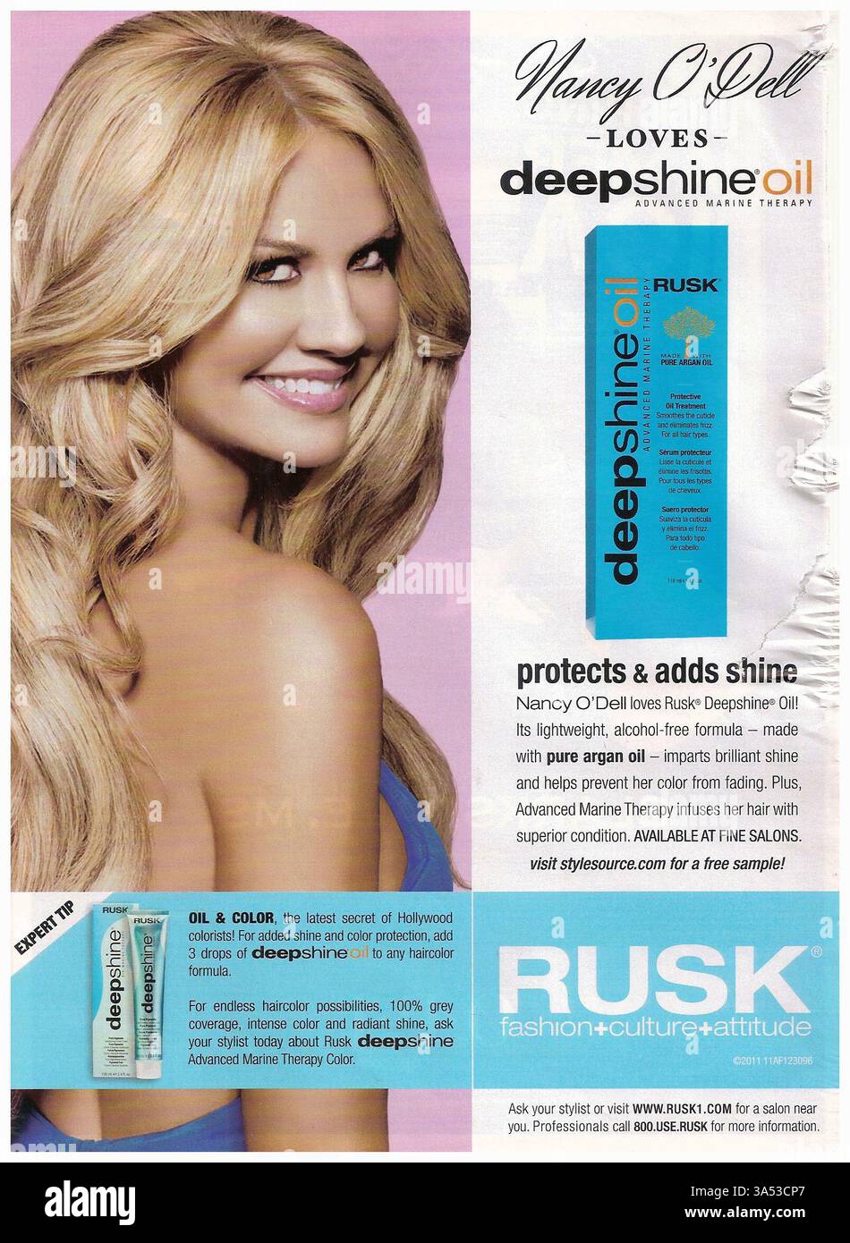 2011 Rusk Deepshine Oil Protective Oil soin capillaire, avec Nancy O'Dell.print annonce Banque D'Images