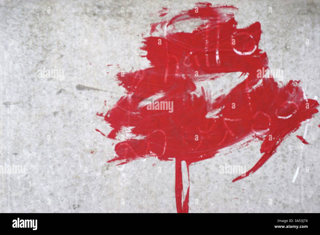 Des traits de couleur rouge d'une tache de couleur abstraite avec le message d'amour Hello Loverboy Banque D'Images