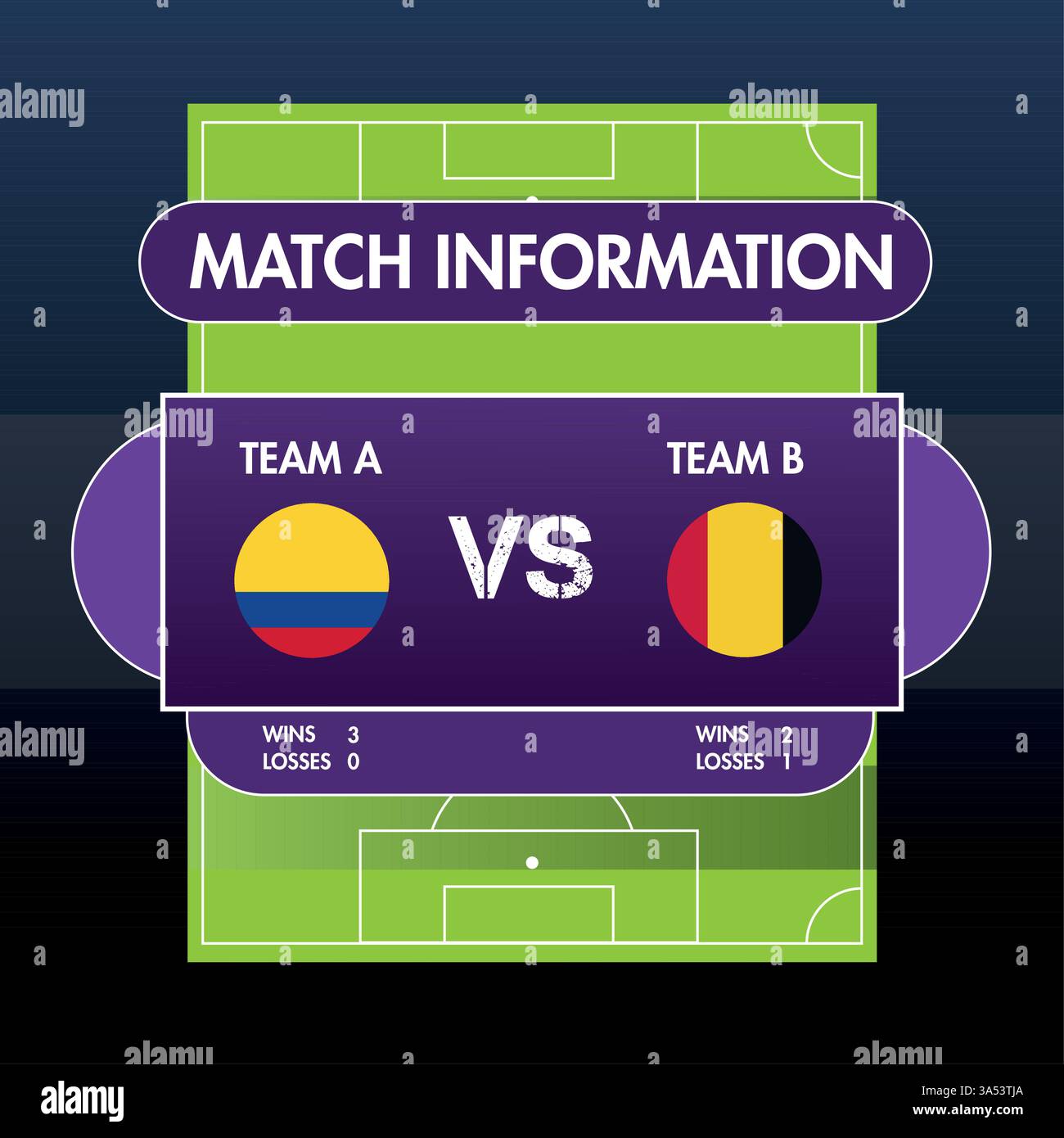 Modèle d'informations de match de football coloré vecteur Illustration de Vecteur