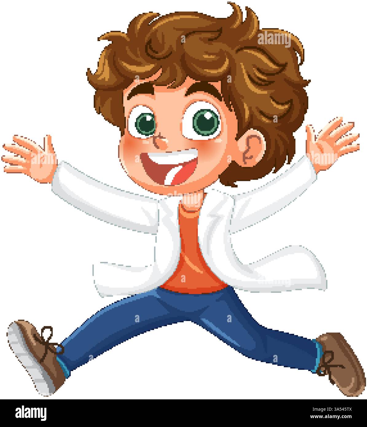 Enfant heureux sautant avec les bras grands ouverts Illustration de Vecteur
