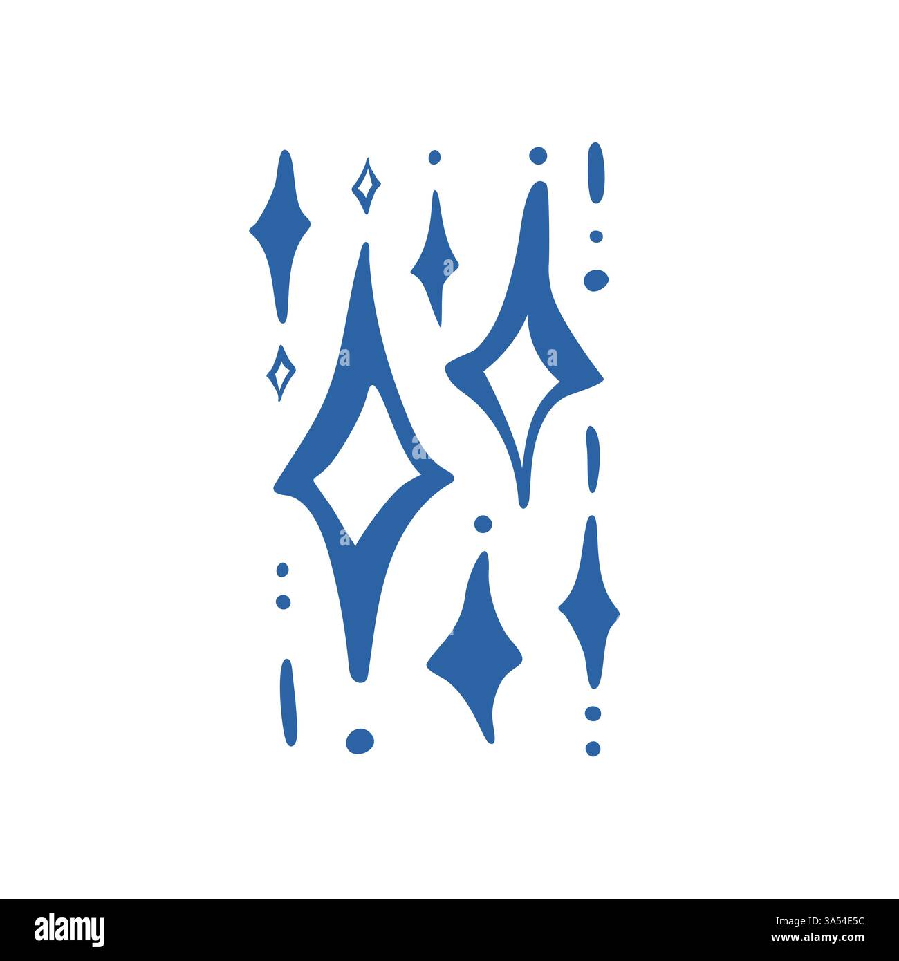 Sparkles Dots Short line icône vecteur dessiné à la main en bleu. Lumière d'étoile scintillante, scintillante. Dessiné à la main doodle sketchy mignon Illustration de Vecteur