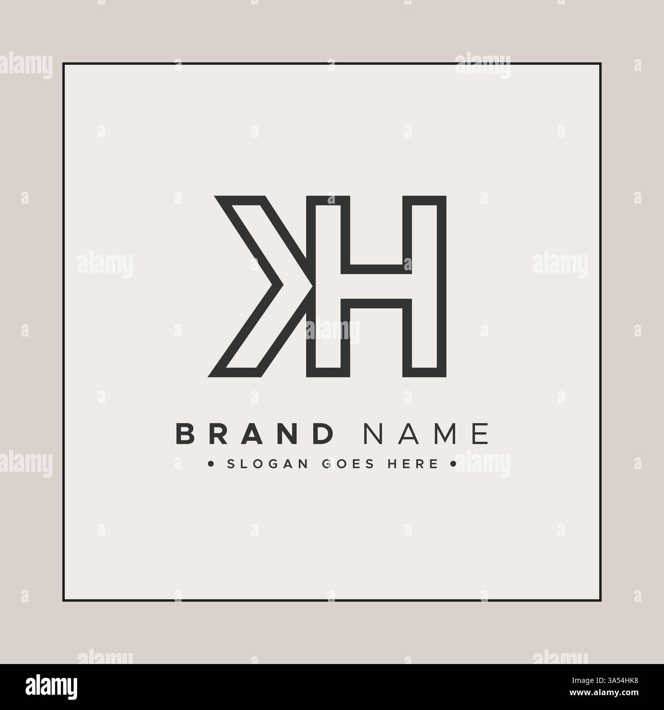 Lettre abstraite logo KH - modèle de monogramme initial pour Alphabet K et H. Illustration de Vecteur