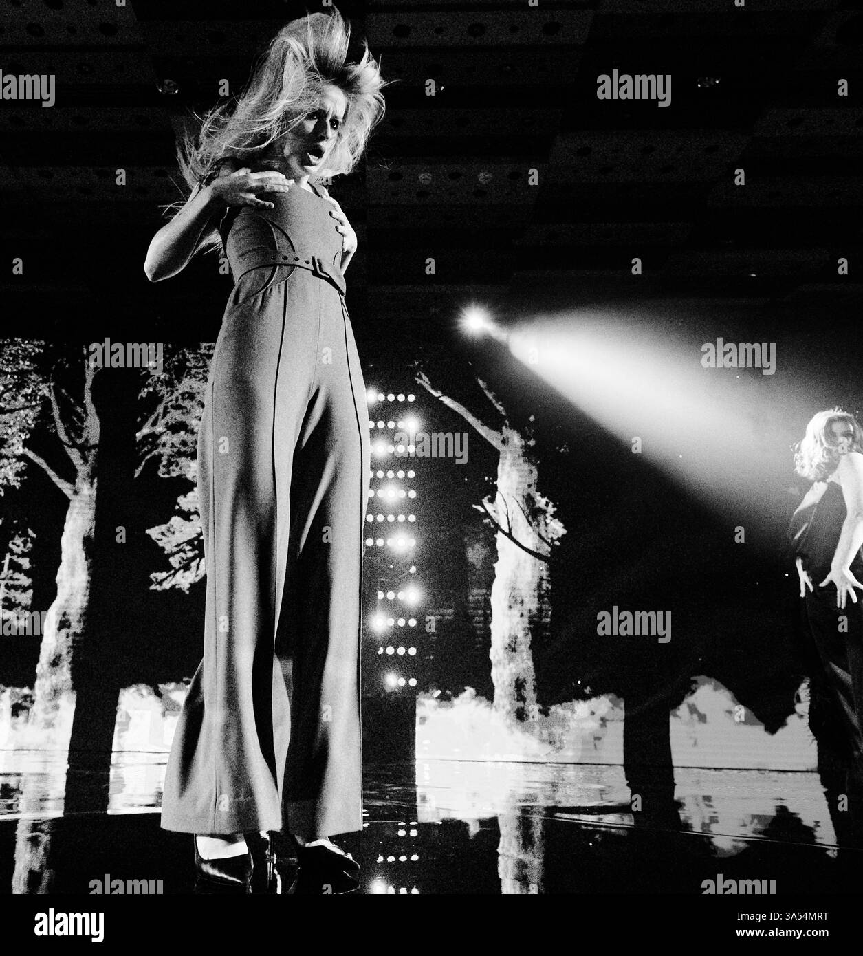 Kiev, Ukraine - 17 février 2025. Les modèles présentent des designs saisissants au défilé Gasanova, mêlant esthétique contemporaine et culture ukrainienne sur la piste vibrante. Banque D'Images